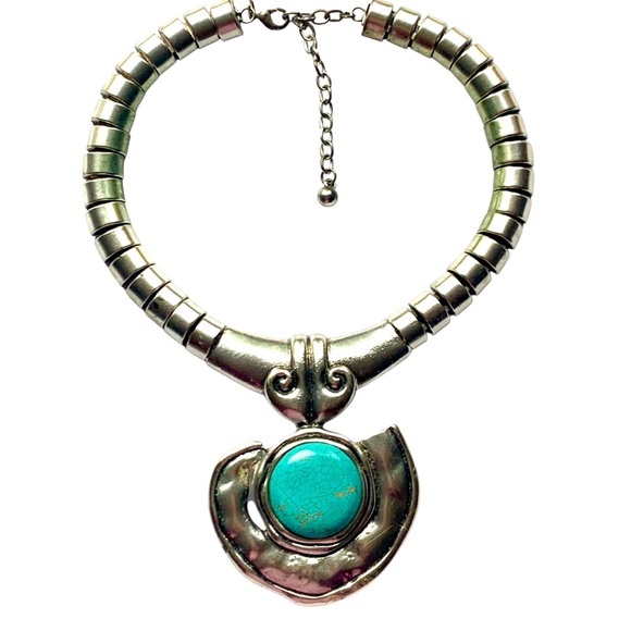 Silver and Turquoise Statement Necklace - Picture 3 of 3